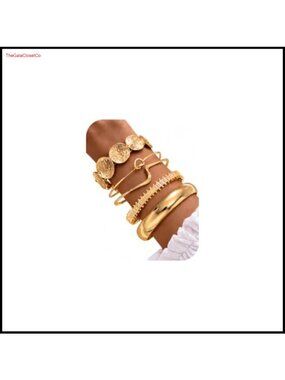 Gold Bangle Bracelet Set Stackable Cuff Bracelets for Women